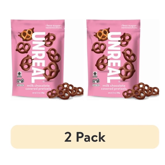 (2 pack) Unreal Milk Chocolate Covered Pretzels, 3.5 oz – Non-GMO, Fair Trade, No Artificial Ingredients