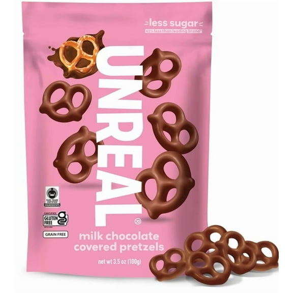 Unreal Milk Chocolate Covered Pretzels, 3.5 oz  Non-GMO, Fair Trade, No Artificial Ingredients