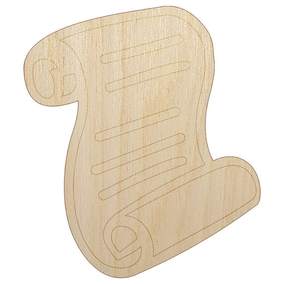 Unrolled Scroll of Parchment and Text Wood Shape Unfinished Piece Cutout Craft DIY Projects - 6.25 Inch Size - 1/8 Inch Thick