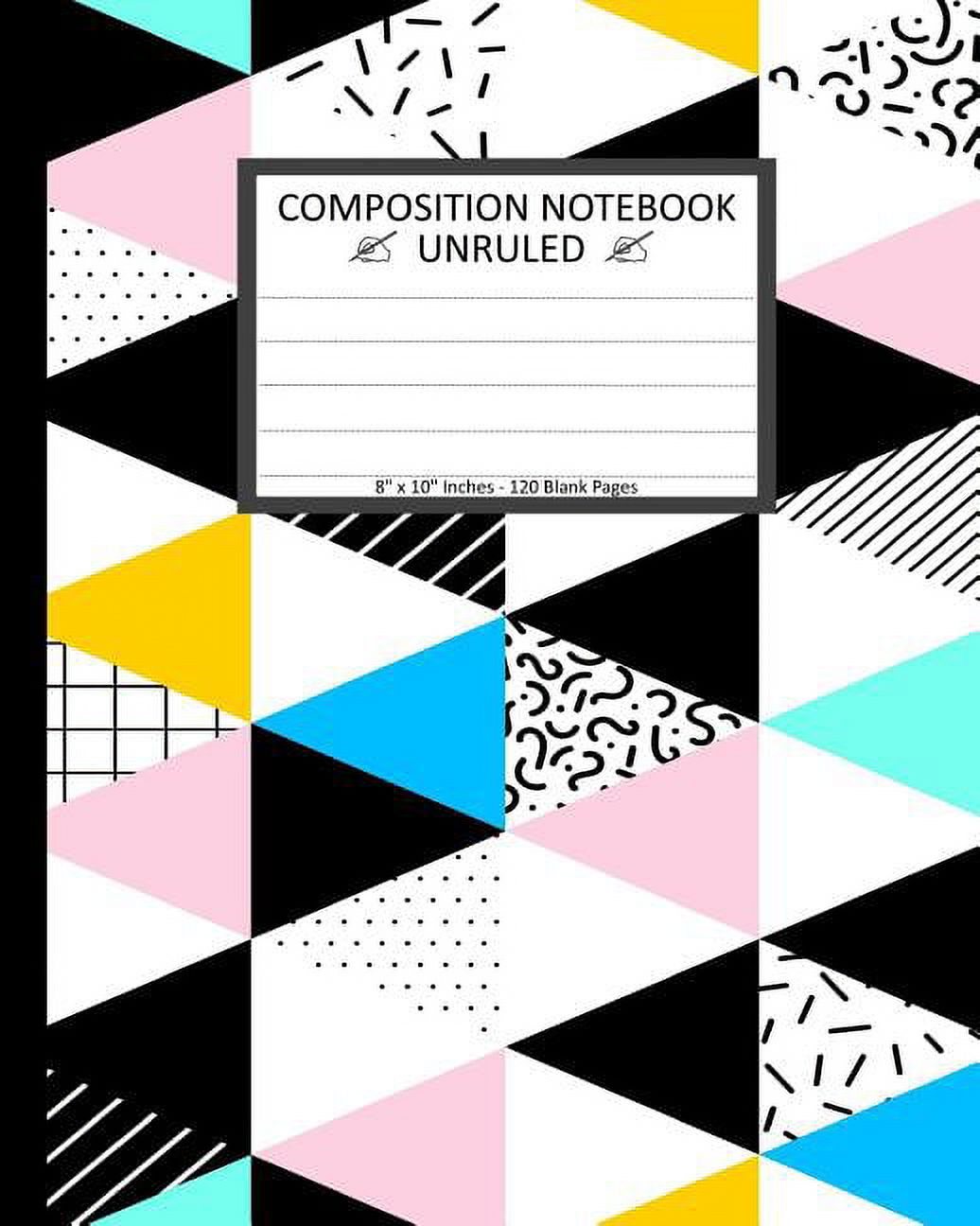 Unruled Composition Notebook 8" x 10". 120 Pages. Geometric Memphis