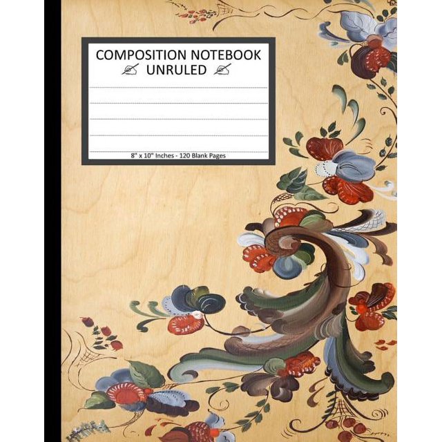 Unruled Composition Notebook 8"x 10". 120 Pages.Traditional Norwegian