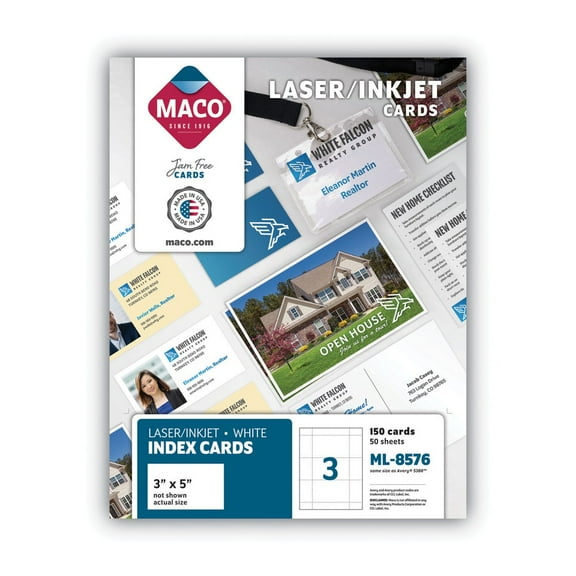 Unruled 3 in. x 5 in. Microperforated Laser/injt Index Cards - White (50 Sheets/Box, 3 Cards/Sheet)