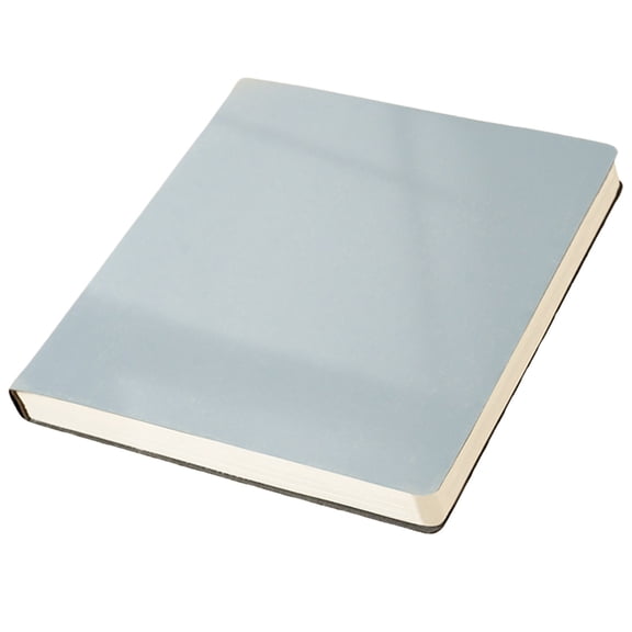 Unruled Notebook Leather, 8.7x8.1 Inch Blank Journal, Plain Diary with Ribbon Bookmark for Personal Planning, PU Leather 228 Pages Light Blue, LLLDMXY