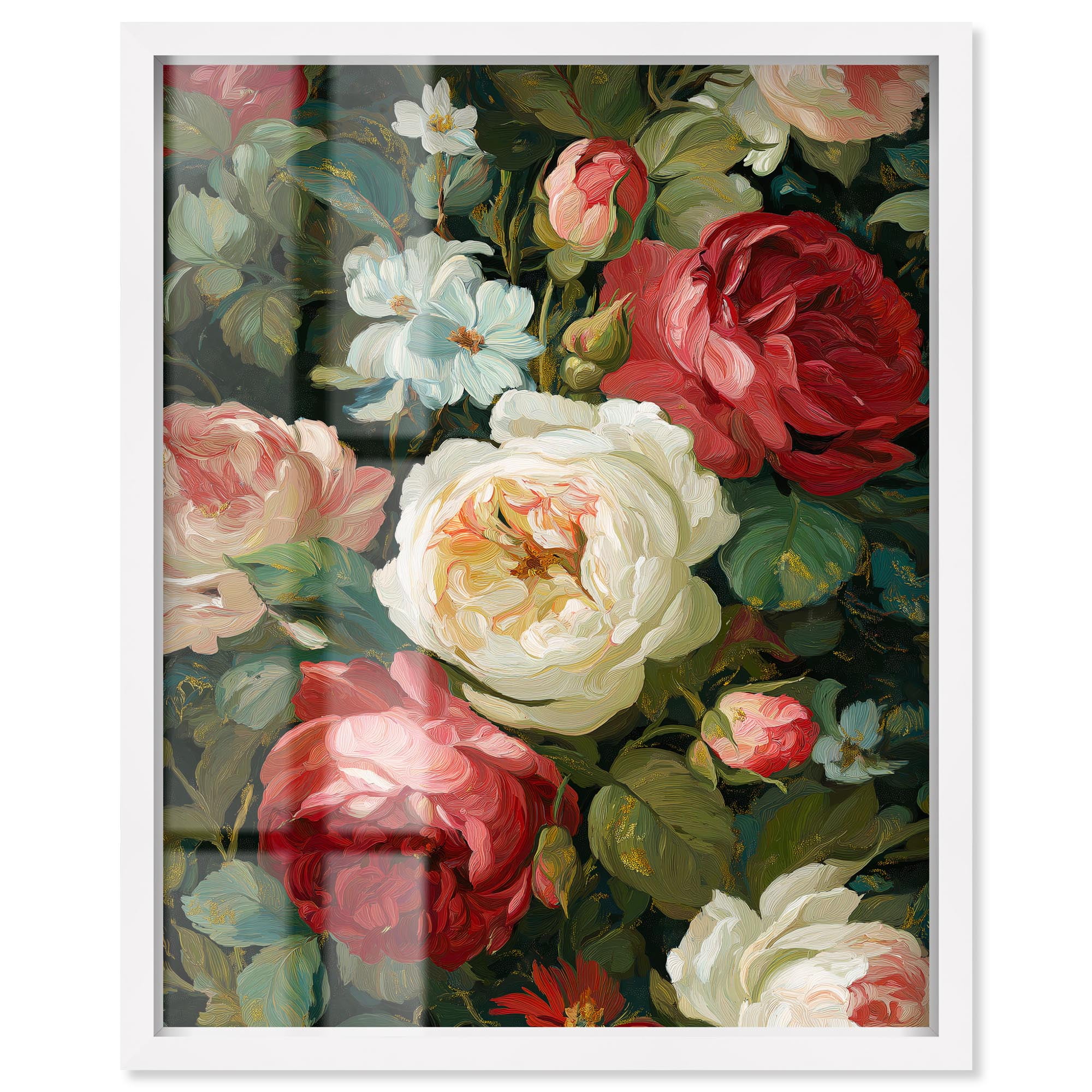 Unruly Bouquet I Shadowbox Print Floral Wall Decor by Art Remedy, White ...