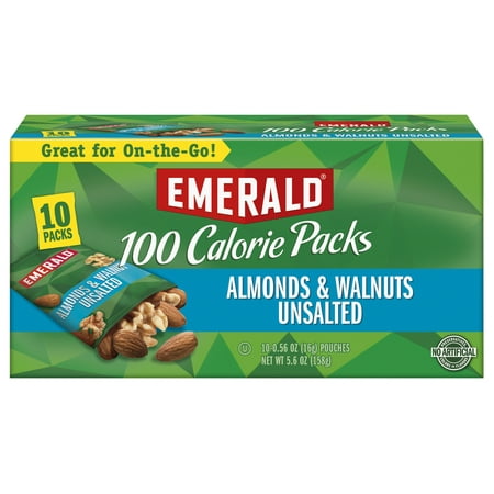 Unsalted Almonds and Walnuts 10 Ct | 100-Calorie Individual Packs of Nut Blend| Kosher Certified, Non-GMO, Contains No Artificial Preservatives, Flavors or Synthetic Colors
