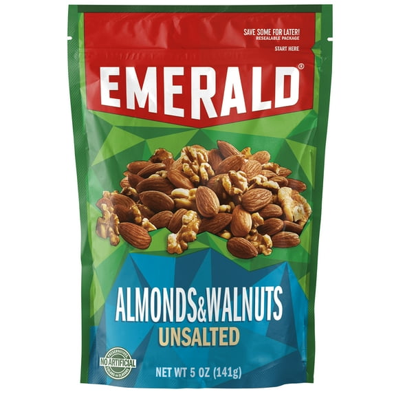 Unsalted Almonds and Walnuts | 5 Oz Resealable Bag | Kosher Certified, Non-GMO, Contains No Artificial Preservatives, Flavors or Synthetic Colors