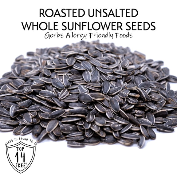 Unsalted Sunflower Seeds In Shell by Gerbs - 2 LBS - Top 14 Food Allergen Free & NON GMO - Dry Roasted