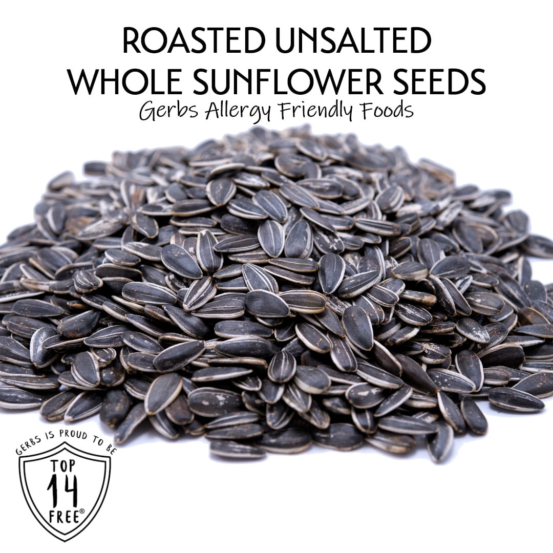 Unsalted Sunflower Seeds In Shell by Gerbs - 2 LBS - Top 14 Food Allergen Free & NON GMO - Dry Roasted