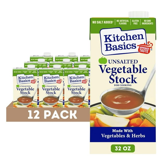 Unsalted Vegetable Stock, 32 Ounce (Pack of 12) - Packaging May Vary