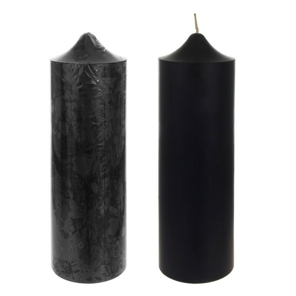 Unscented 3"x 9" RND Dome Top Premium Pillar Candle, Black 6PCS - Paraffin Wax