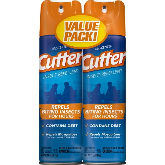 Unscented Cutter Insect Repellent, Aerosol, 2/11-oz