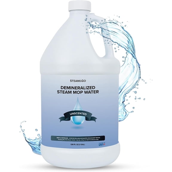 Unscented Demineralized Water - Cleaning Solution for Steam Mop, Floor Cleaner Solution, & More Ready-to-Use Multi-Surface No PVC 128 Fl. Oz