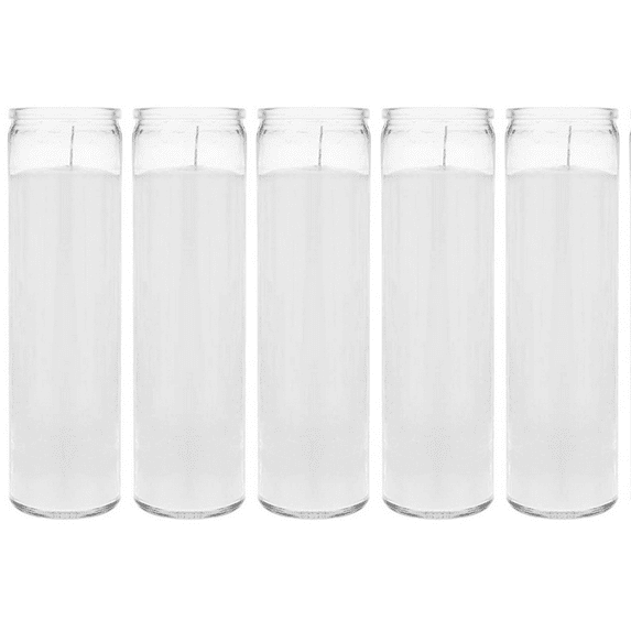 Unscented Devotional Candles Glass Jar Candles White All Occasions, 2x8" Wedding Spa Home - Set of 5