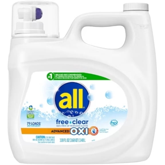 Unscented Free Clear Advanced Oxi HE Liquid Laundry Detergent 79 Loads - 118 fl oz