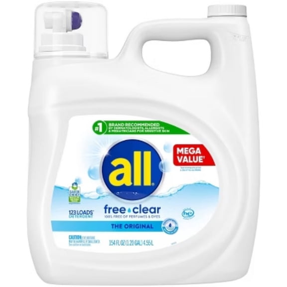 Unscented Free Clear for Sensitive Skin HE Liquid Laundry Detergent 123 Loads - 154 fl oz