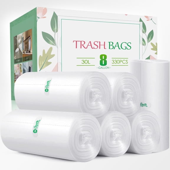 Unscented Medium Trash Bags, Thick Plastic Bags for Home Office Kitchen, Clear