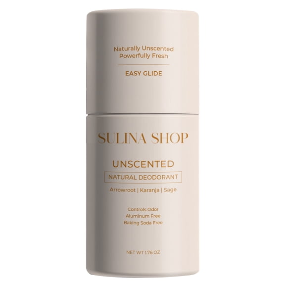 Unscented Natural Deodorant, Fragrance-Free, No Aluminum and No Baking Soda Deodorant Stick