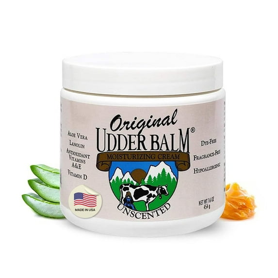 Unscented Original Udder Balm Moisturizing Cream with Aloe & Lanolin 16oz Jar.