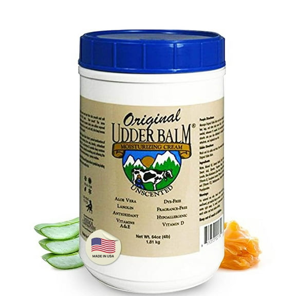 Unscented Original Udder Balm Moisturizing Cream with Aloe & Lanolin 64oz Refill Tub.