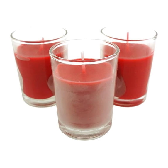 Unscented Poured Votive Glass Container Candles, 1-3/4-Inch, 12-Count, Red