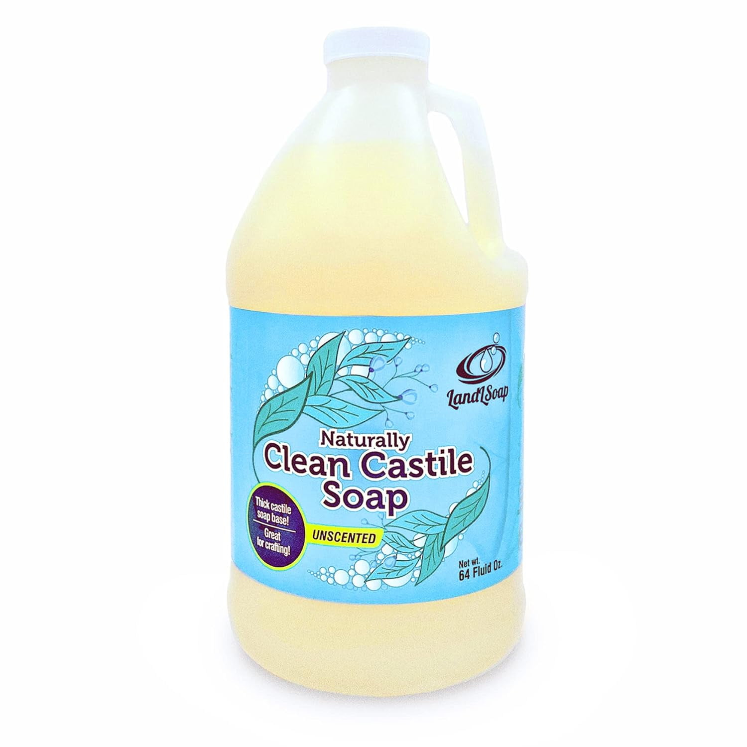 Unscented Pure Castile Liquid Soap for Face, Hand & Body WashVegan