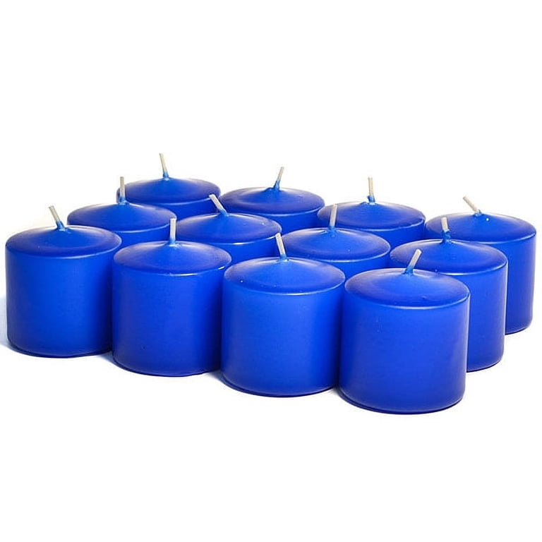 Unscented Royal Blue Votives 15 Hour Votive Candles Pack: 12 per box 1.5 in. diameter x 2.25 in. tall