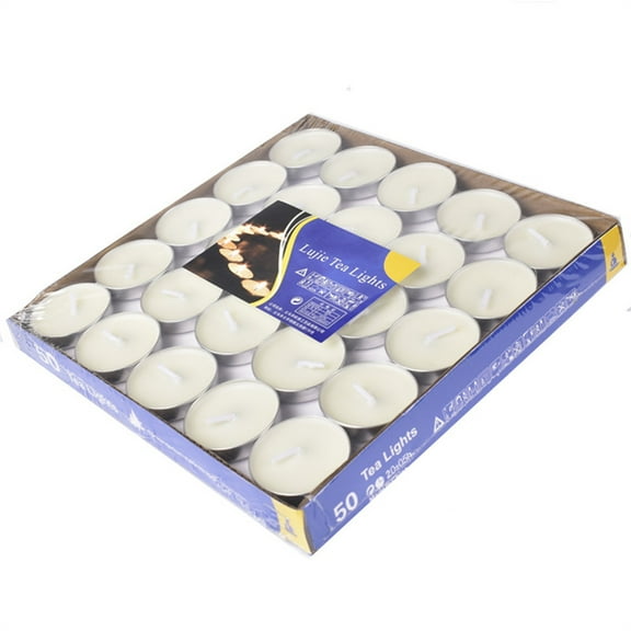 Unscented Tea Lights Candles, White Tea Candles, 2hours Mini Tealights Candles for Home, Pool, Shabbat, Weddings, Spa & Emergencies, 50pack