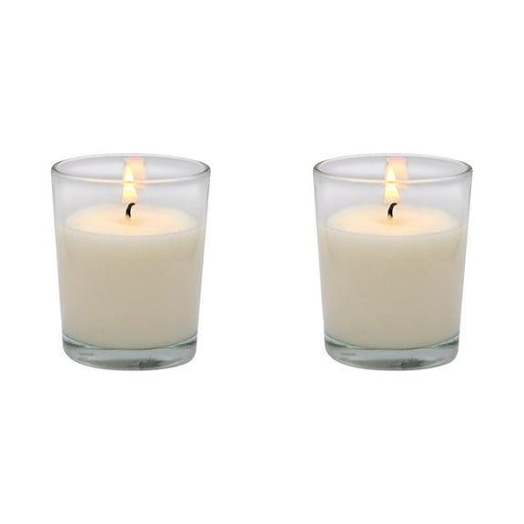 Unscented Votive Candles in Clear Glass - Warm White Hand Poured Soy Wax Candles for Weddings, Spa, Aromatherapy, Anthropology Fall Decor, Holidays & Gifts