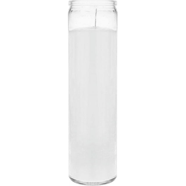 Unscented White 7 Day Devotional Prayer Glass Container Candle, Premium