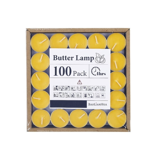 Unscented White Tea Light Candles, Smokeless Clean Burn Tealights, 4 Hour Burn Time, 100 Count, for Home Decor, Parties, Romantic Events, ts and Tea Warming, Yellow