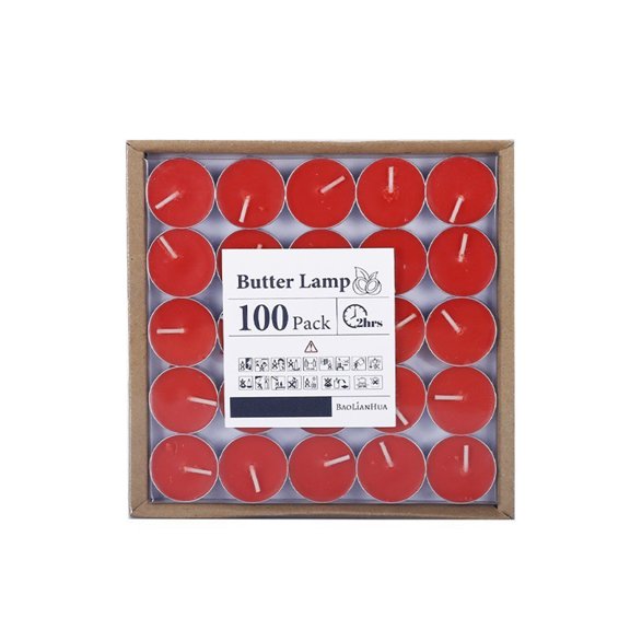 Unscented White Tea Light Candles, Smokeless Clean Burn Tealights, 4 Hour Burn Time, 32 Count, for Home Decor, Parties, Romantic Events, and Tea Warming, Red