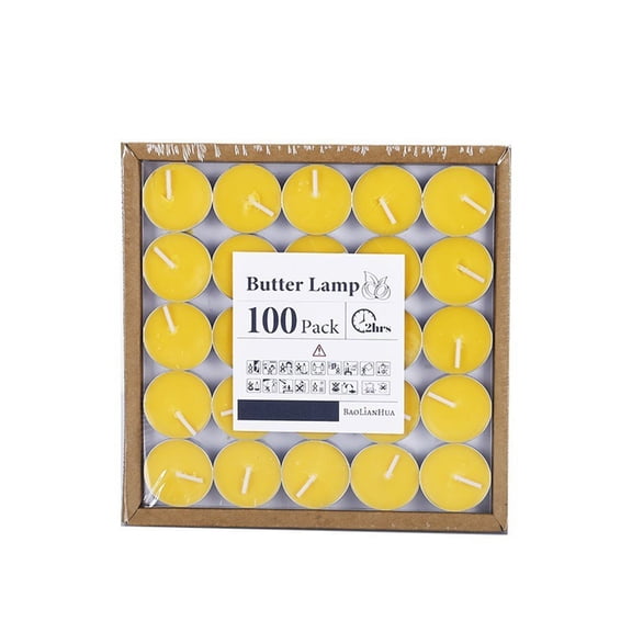 Unscented White Tea Light Candles, Smokeless Clean Burn Tealights, 4 Hour Burn Time, 32 Count, for Home Decor, Parties, Romantic Events, and Tea Warming, Yellow