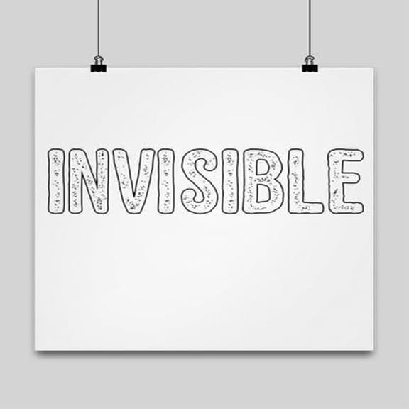 Unseen Poster, Invisible, Funny Introvert Wall Art Gift, White 13x13in Decor