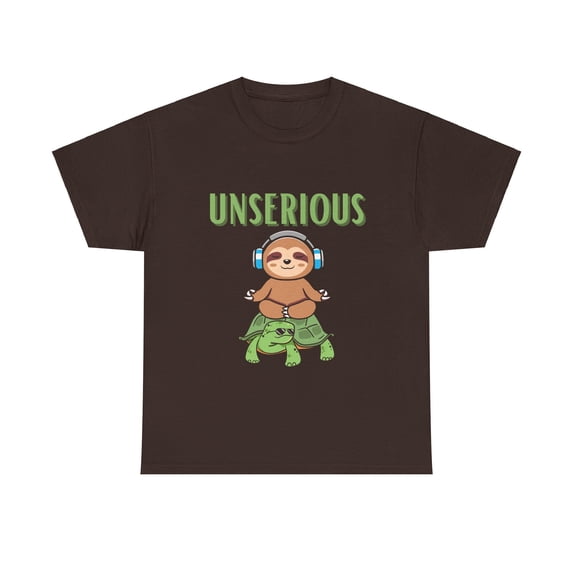 Unserious Sloth on Turtle Unisex Heavy Cotton Tee