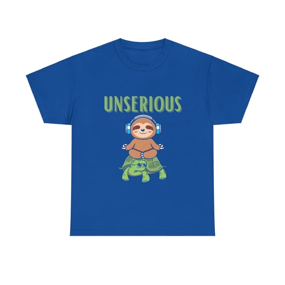 Unserious Sloth on Turtle Unisex Heavy Cotton Tee