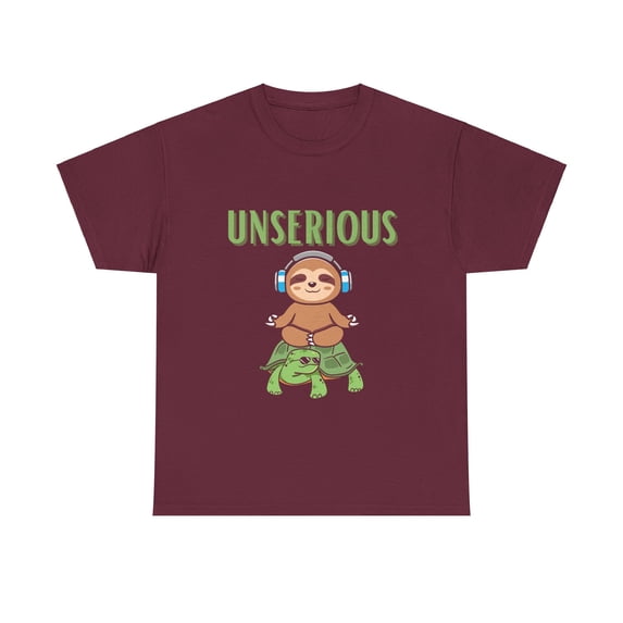 Unserious Sloth on Turtle Unisex Heavy Cotton Tee