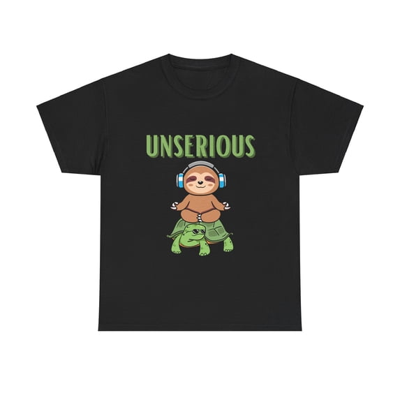 Unserious Sloth on Turtle Unisex Heavy Cotton Tee