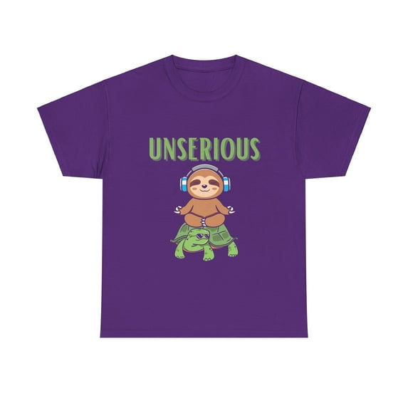 Unserious Sloth on Turtle Unisex Heavy Cotton Tee