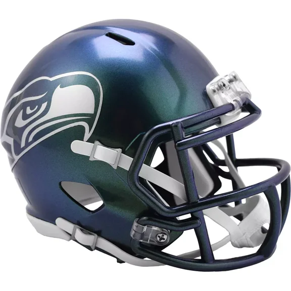Unsigned Seattle Seahawks Metallic Green Rivalries Speed Mini Helmet Stock #253578