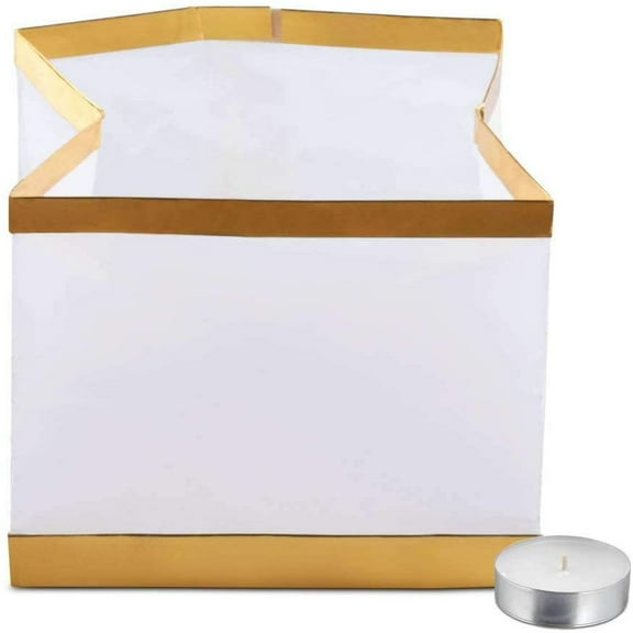 Unsinkable Floating Water Lanterns with Long-Burning Tea Lights | Special Flotation Packet | Waterproof & Flameproof Paper Chinese Water Lamps for Pool, Pond & Outdoor Party Decor