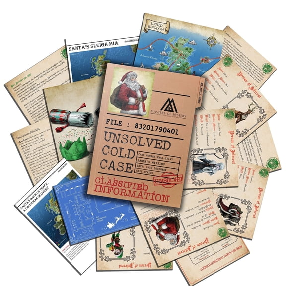 Masters of Mystery Where Is Santa? Christmas Cold Case File Detective Game, 1+ Players, Ages 15+