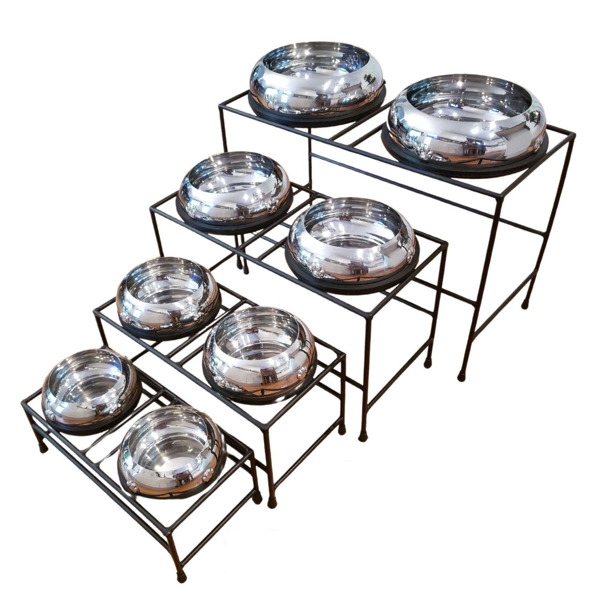 Unspill-a-Bowl® 18/8 Stainless Steel Double Dog Bowl & Wrought Iron Stand - X-Large