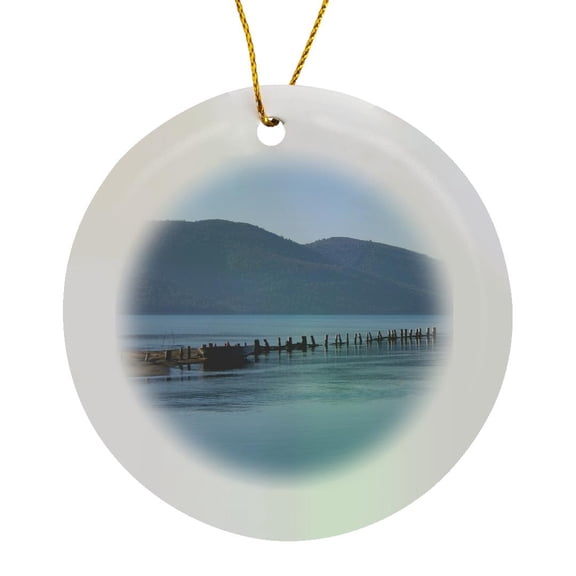 3drose, Unspoiled Blue Waters of Akyaka Bay and a Rowing Boat, Circle Porcelain Ornament