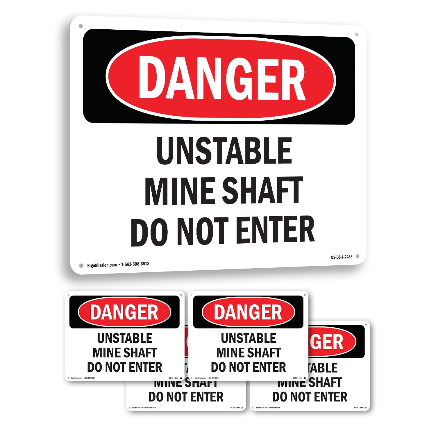 Unstable Mine Shaft Do Not Enter OSHA Danger Rigid Plastic Sign 14 Inch ...
