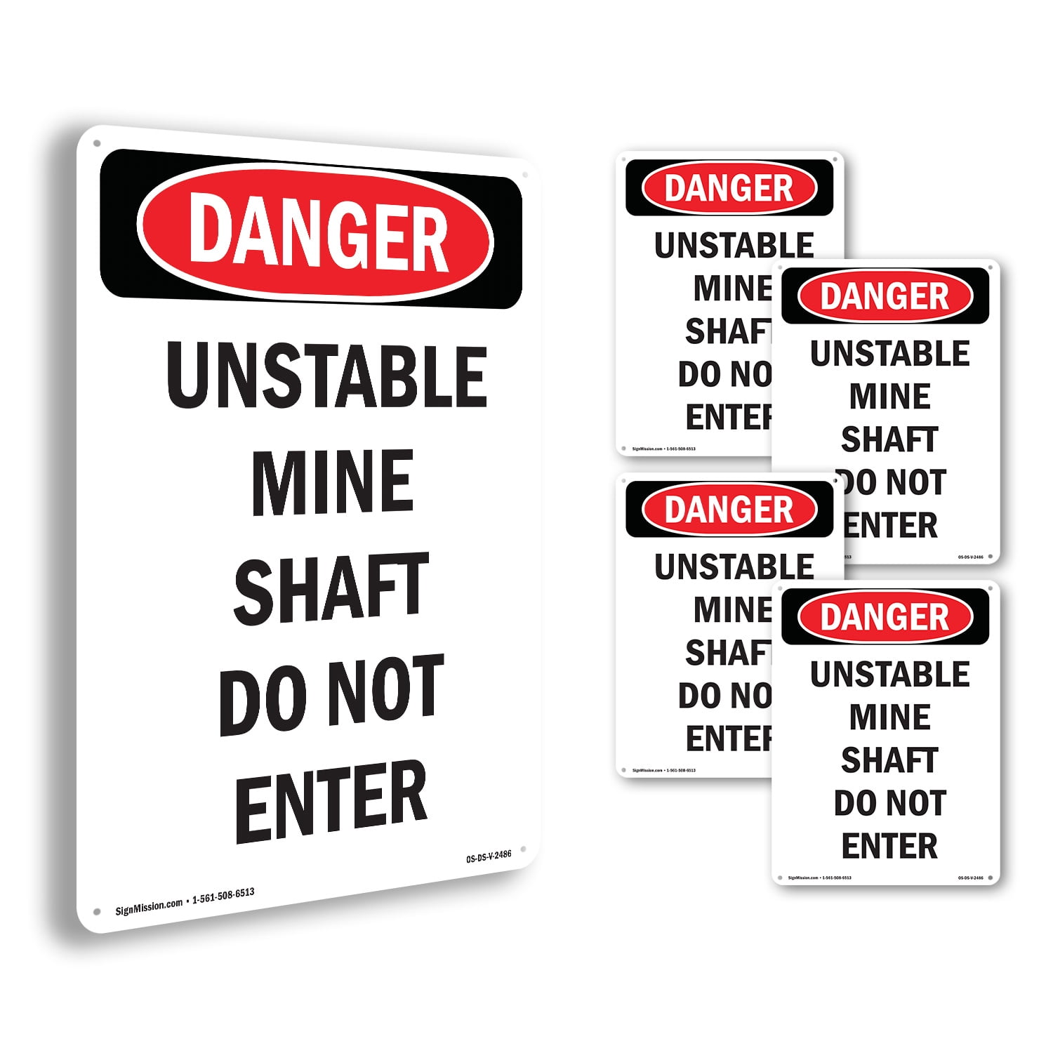 Unstable Mine Shaft Do Not Enter OSHA Danger Rigid Plastic Sign 18 Inch ...