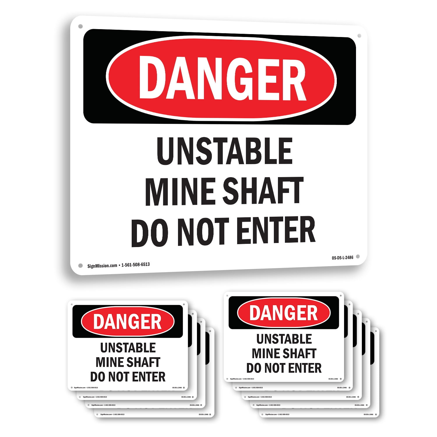 Unstable Mine Shaft Do Not Enter OSHA Danger Rigid Plastic Sign 24 Inch ...