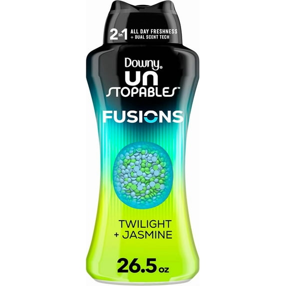 Unstopables Fusions Scent Duos Laundry Scent Booster Beads, Twilight and Jasmine Scent, 26.5 OZ, 24hr non-stop freshness with 2 in 1 dual scent laundry scent beads