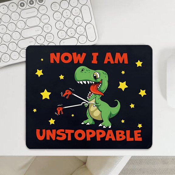 Unstoppable Dinosaur Mouse Pad 9.44 x 7.87 Inches - Cartoon T-Rex Design with Stars for Desk Use