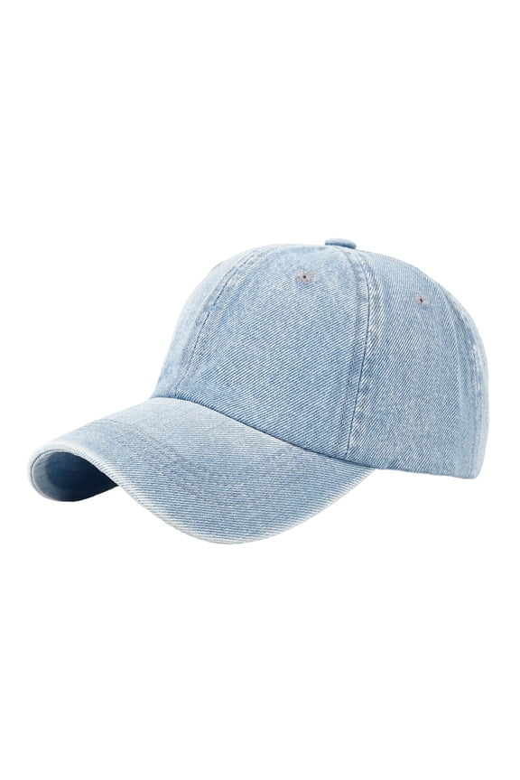 Unstructured Denim Baseball Cap Adjustable Dad Hat with Curved Brim and Metal Buckle Strap for Everyday Wear