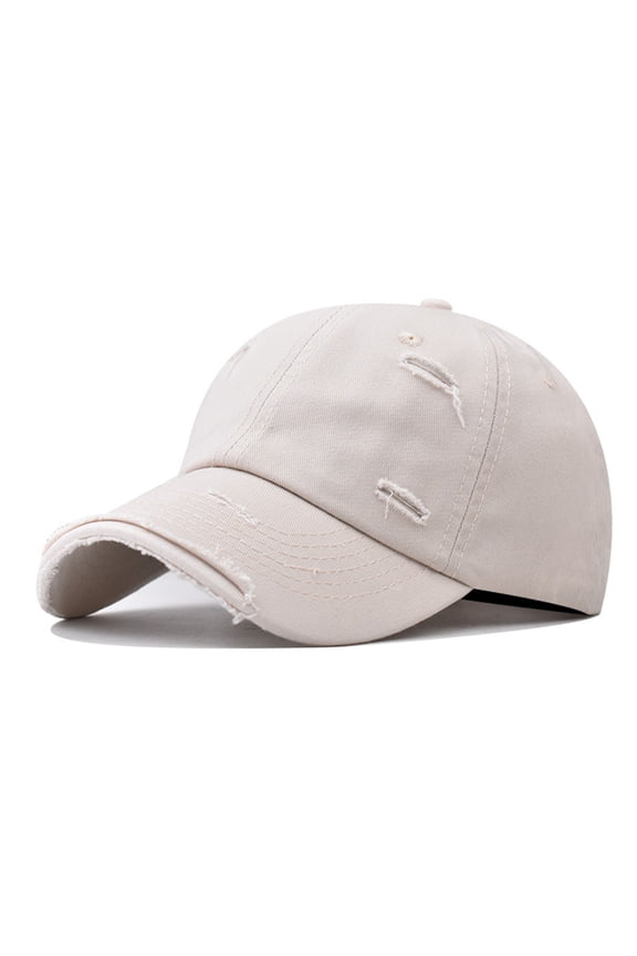Unstructured Distressed Baseabll Cap Cotton Soft Dad Hat Adjustable Low Profile Headwear Ball Caps for Women Men (Beige)